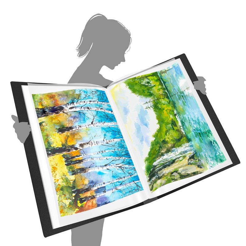 Vantasii Presentation Book 40 Clear Pockets Sleeves Protectors Art Portfolio Clear Book for Artwork, Report Sheet, Letter (Can Accommodate 24.2 X 18.4inch) - Image 5